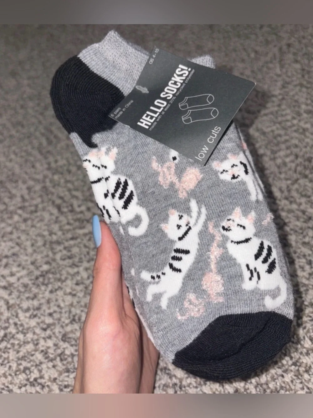 6pk womens cat low cut socks